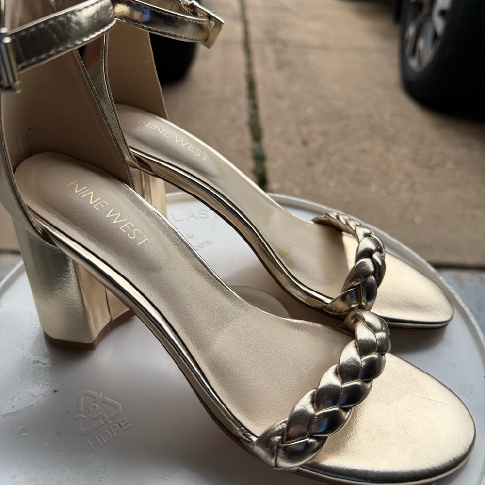 Nine West Metallic Gold Braided Heels